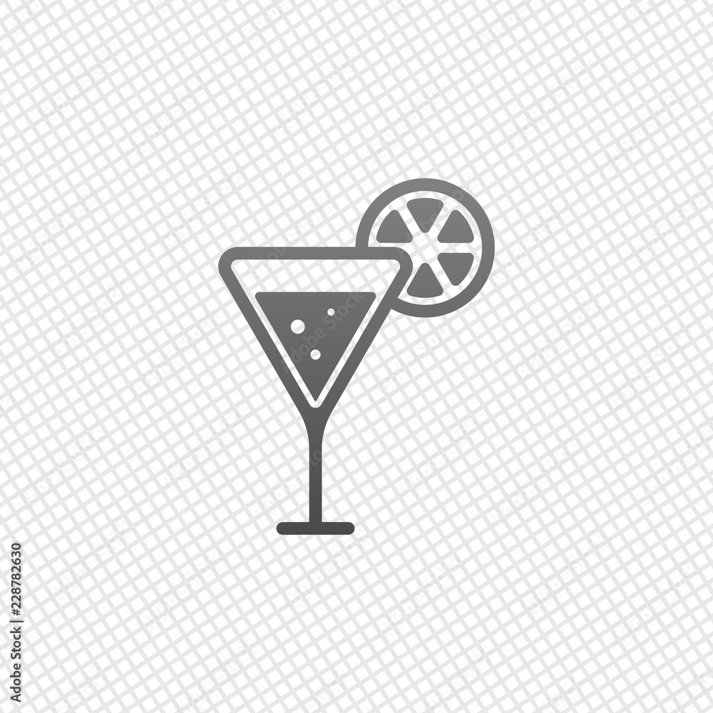 cocktail with lemon slice icon. On grid background cocktail with lemon slice icon. On grid background