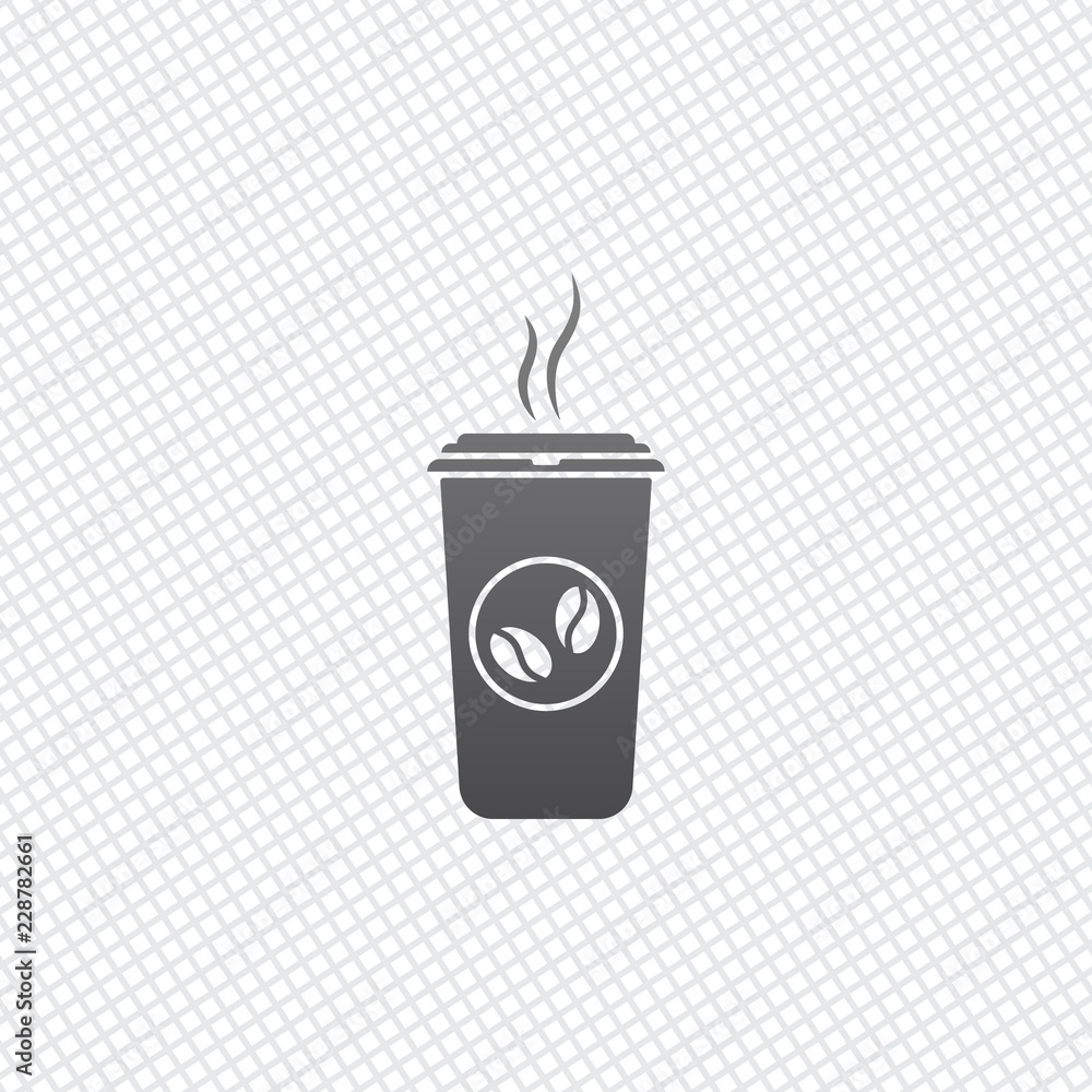 cup of hot coffee icon. On grid background cup of hot coffee icon. On grid background