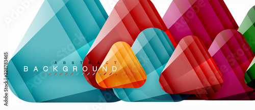 Glass triangles modern geometric composition, abstract background
