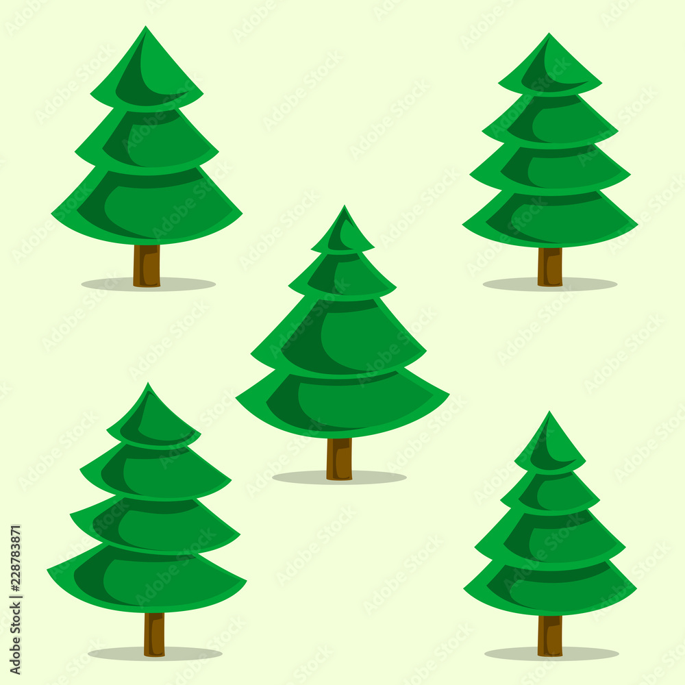 vector cartoon pine tree collection set vector cartoon pine tree collection set