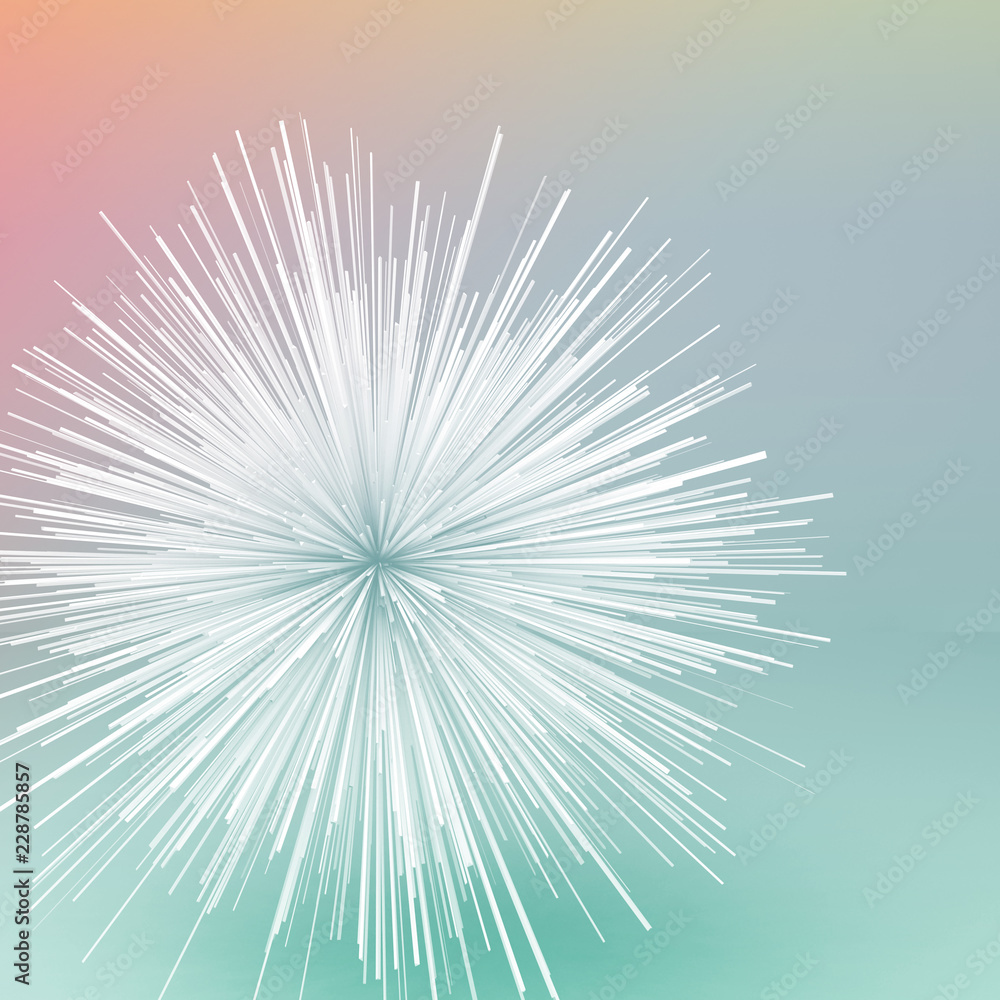 Fototapeta premium Abstract white random radial explosion 3 d