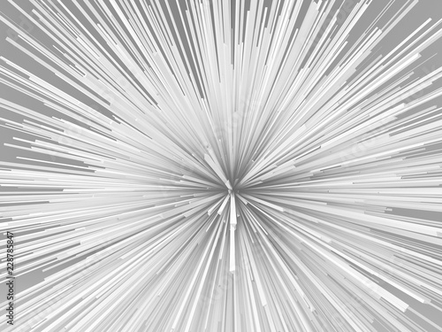 Abstract white radial explosion pattern. 3d