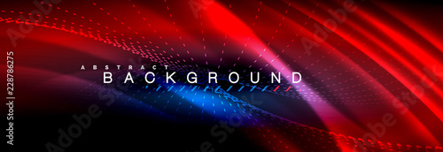 Liquid neon flowing waves, glowing light lines background