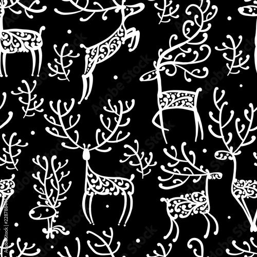 Ornate deers  seamless pattern for your design