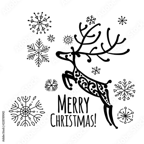 Christmas card with ornamental deer for your design