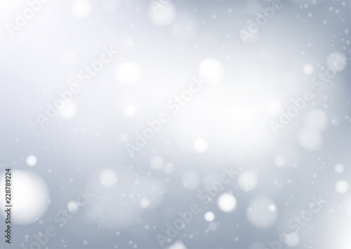 Merry Christmas Background with white bokeh lights for Holiday Poster, Banner, Card. Vector illustration