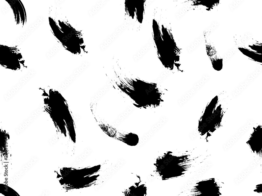 Brush painted of black ink, Abstract seamless pattern