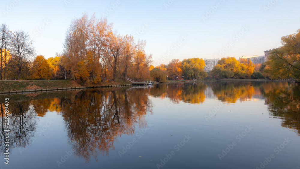 autumn landscape with lake and trees