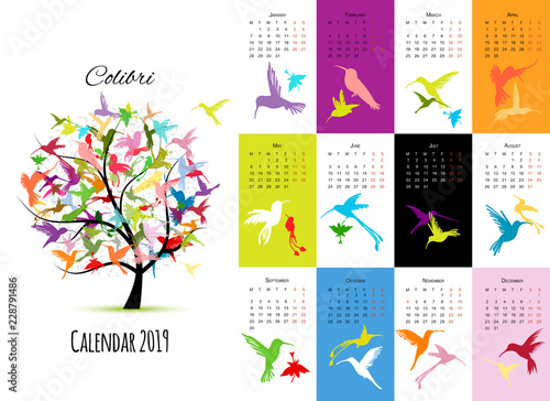Colibri, calendar 2019 design
