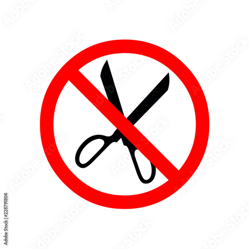 No scissors prohibition sign icon vector illustration Red circle of prohibition isolated on white do not cut