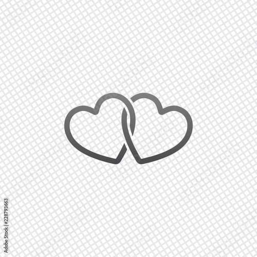 linked hearts icon. On grid background