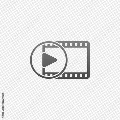 movie strip with play symbol in circle. simple silhouette. On gr