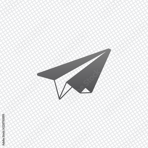 paper plane. origami glider. On grid background