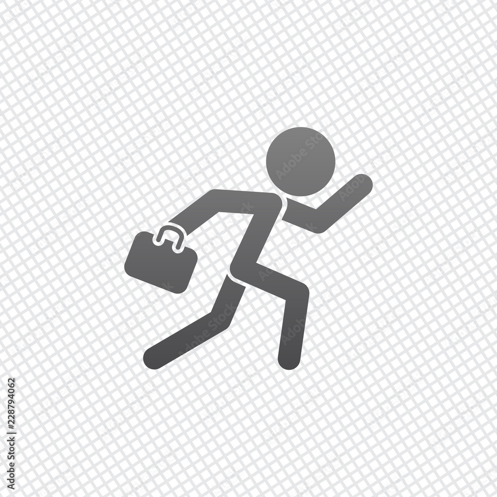 running man with case. On grid background running man with case. On grid background