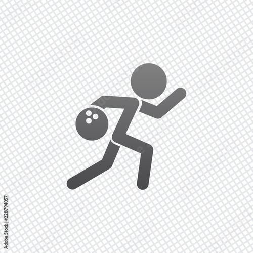 running man, bowling icon. On grid background