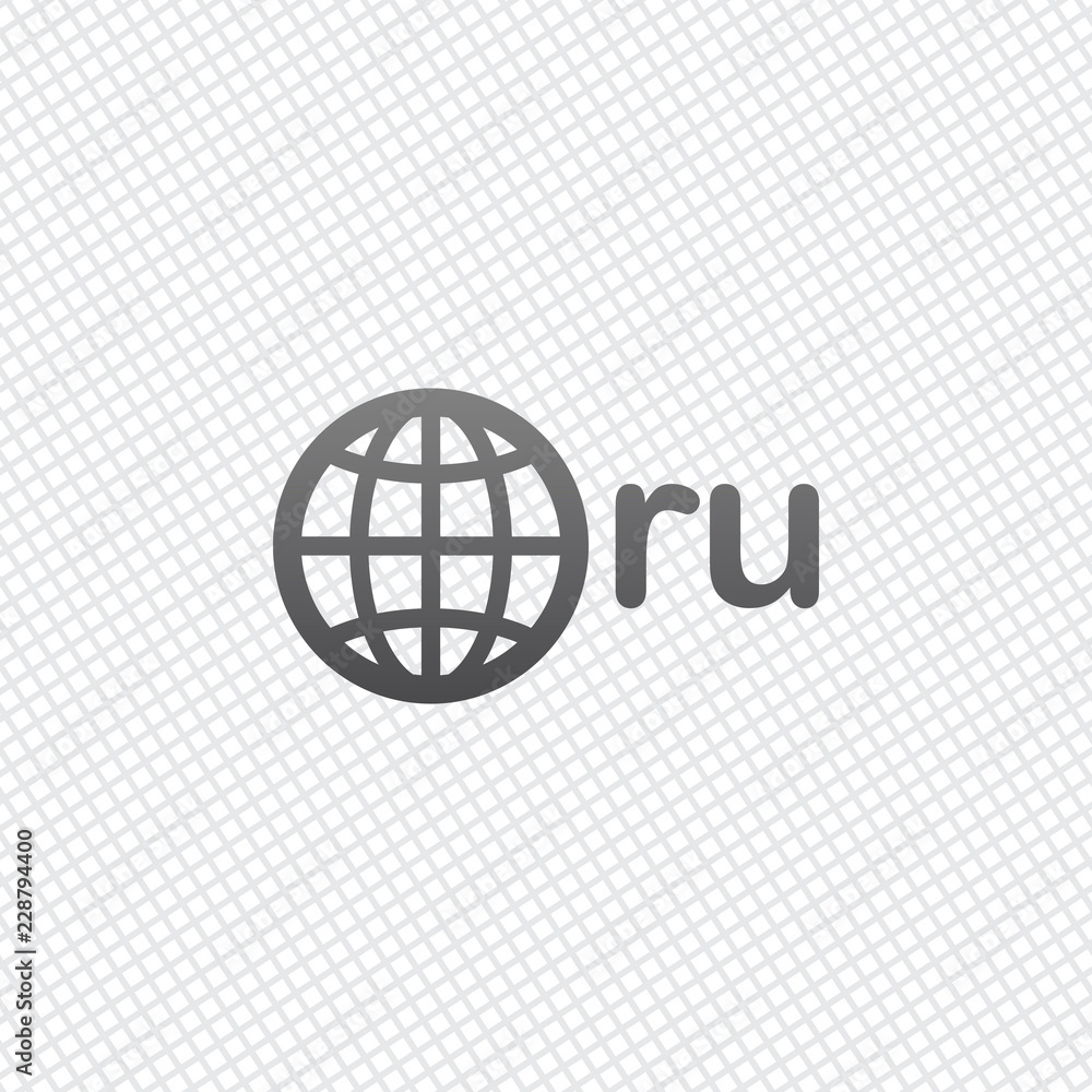 domain of Russia, globe and ru. On grid background domain of Russia, globe and ru. On grid background