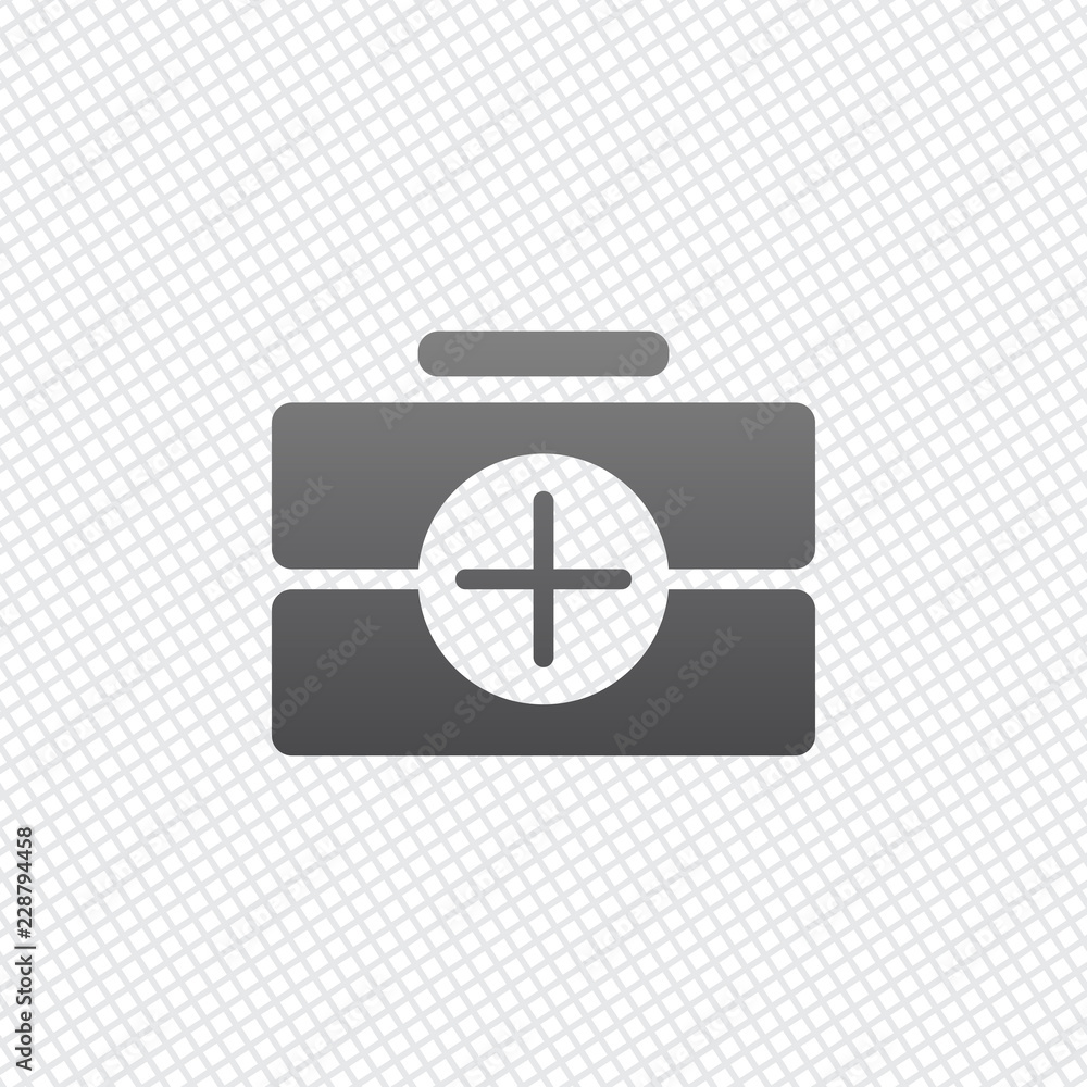 Fototapeta premium first-aid kit, simple icon. On grid background