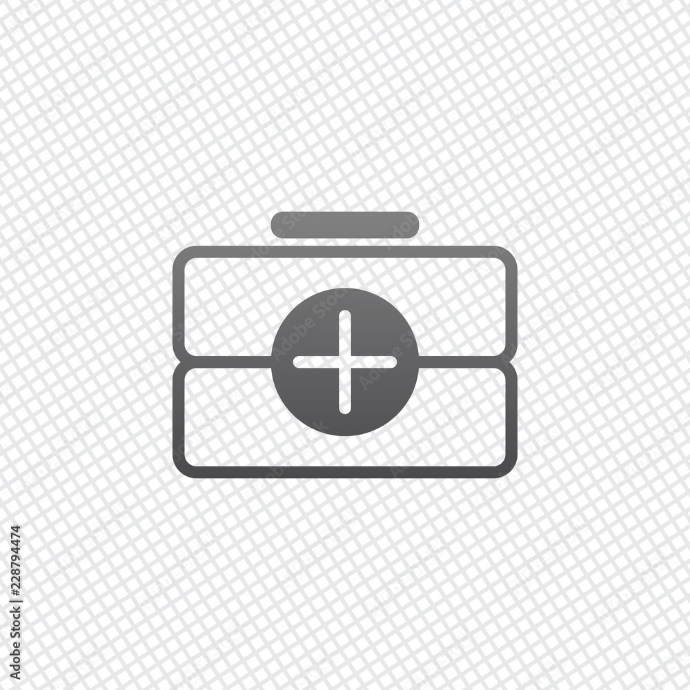 Obraz premium first-aid kit, outline symbol. On grid background