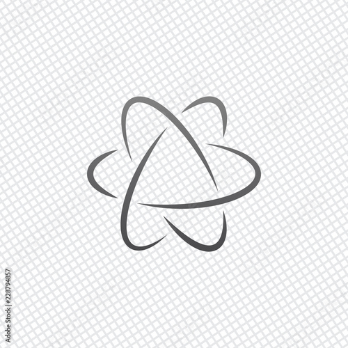 scientific atom symbol, logo, simple icon. On grid background