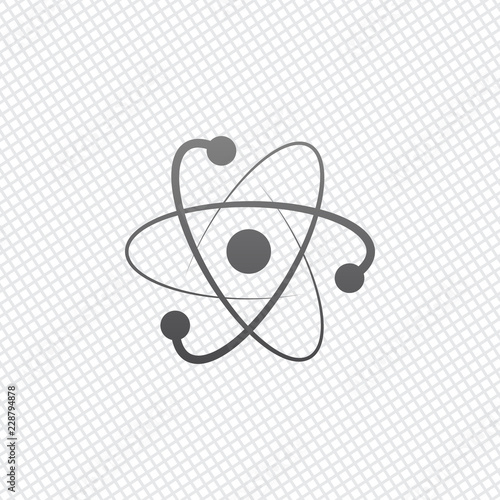 Valokuva scientific atom symbol, logo, simple icon. On grid background