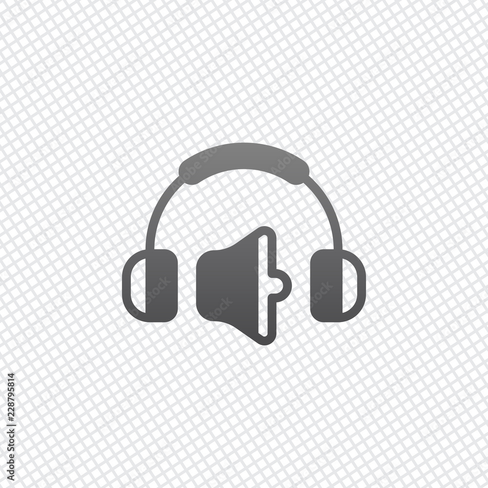 Headphones and volume level. Medium volume level. Simple icon. O Headphones and volume level. Medium volume level. Simple icon. O
