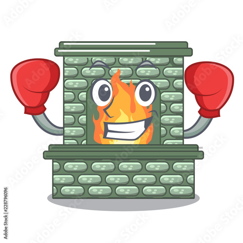 Boxing character fireplace with red brick inside
