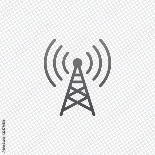 Radio tower icon. Linear style. On grid background