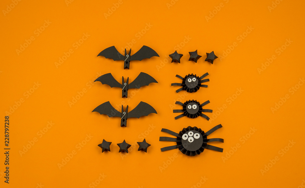 Orange background with collection overhead view
