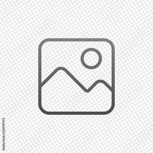 Simple picture icon. Linear symbol, thin outline. On grid backgr