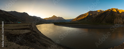 Beautiful landscape on the way to Zanskar road at Himalaya Range, Zanskar Range, Pensi La, Jammu and Kashmir. photo