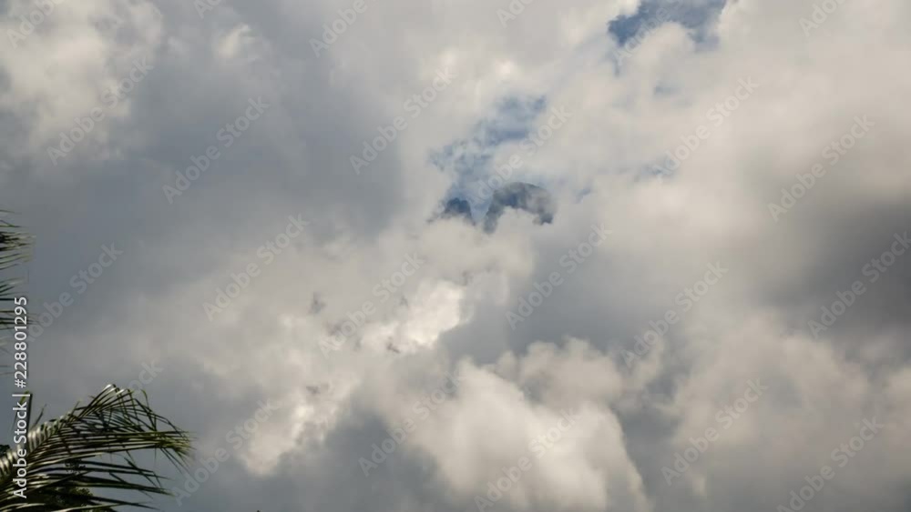 Time lapse of fast moving clouds time lapse revealing the peak of Mount Kinabalu Time lapse of fast moving clouds time lapse revealing the peak of Mount Kinabalu