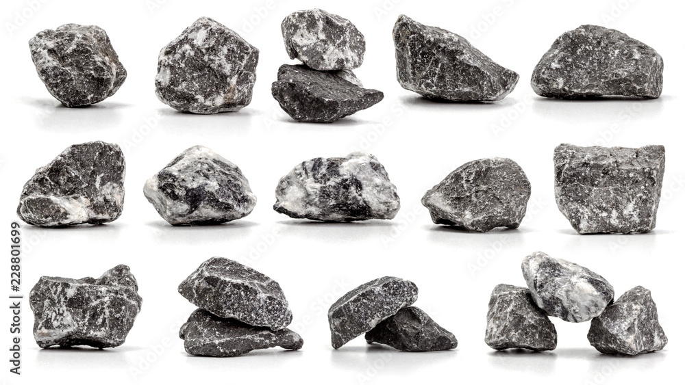 collection of stones isolated on white background.close up collection of stones isolated on white background.close up