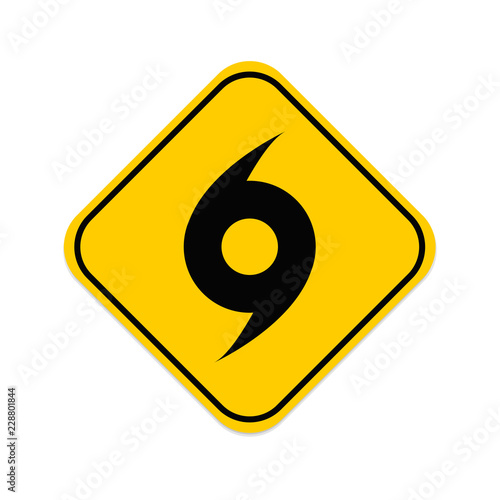 Whirlwind sign. Tornado. Hurricane. Hurricane - storm. Yellow background. Vector illustration