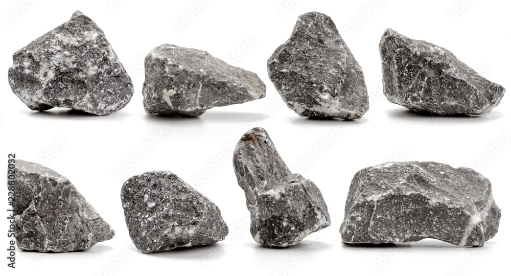 collection of stones isolated on white background.close up collection of stones isolated on white background.close up