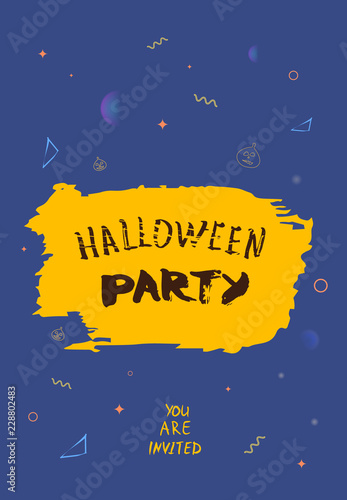Happy Halloween Party flat vertical poster. Vector illustration.