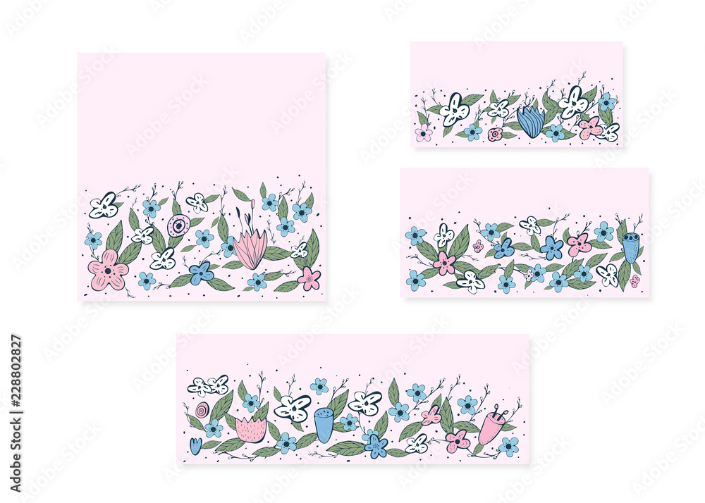 Flowers composition in doodle style. Vector ilustration.