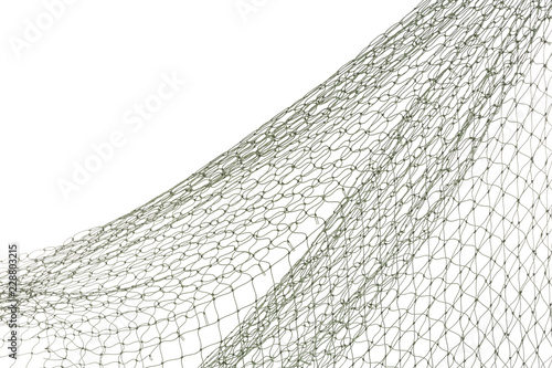 Fishing net on white background, closeup view photo