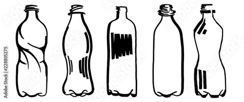  Set of images of empty plastic bottles