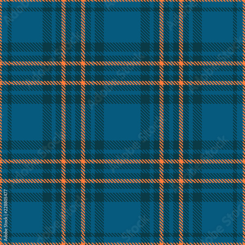 Wallpaper Mural Seamless plaid check pattern in teal blue and orange. Classic countryside fashion print. Torontodigital.ca