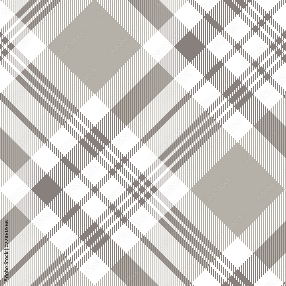 Fototapeta Seamless plaid pattern in taupe and white