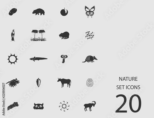 Nature set of flat icons. Vector illustration