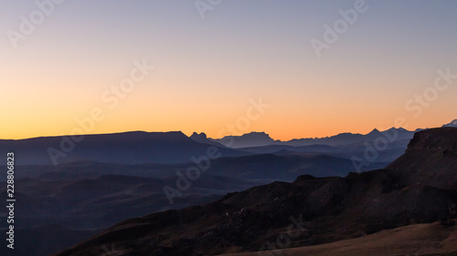 view of Caucasus Mountains from Bermamyt at dawn