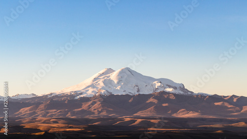 Mount Elbrus from Bermamyt Plateau at sunrise