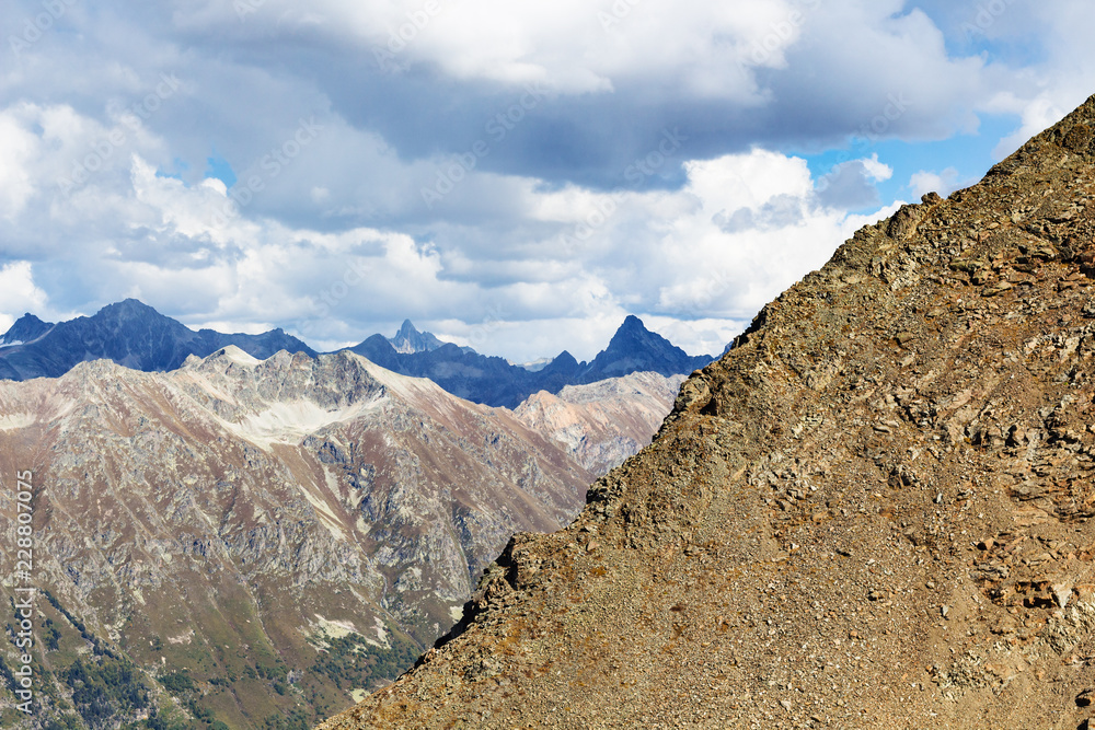 view of Caucasus mountain range from Dombay