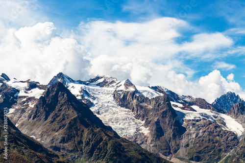 snow-covered mountain tops near Dombay village © vvoe