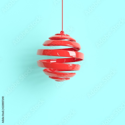 Red Ornaments Christmas ball on pastel background. minimal christmas concept idea.