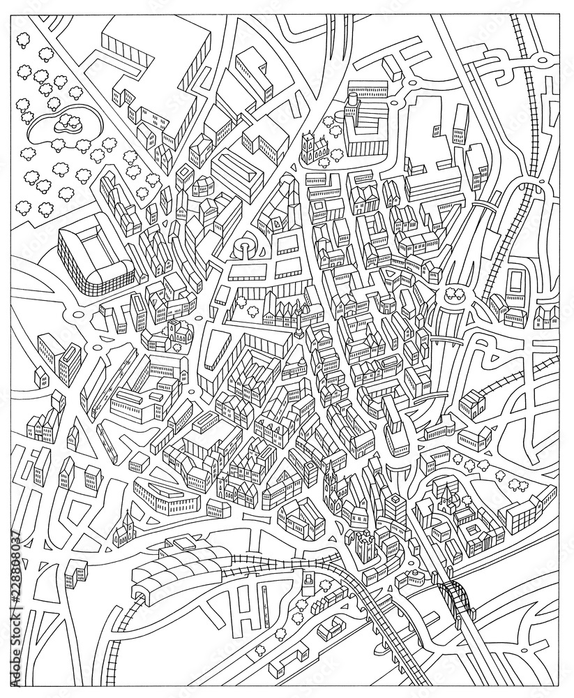 Newcastle England city street map drawing