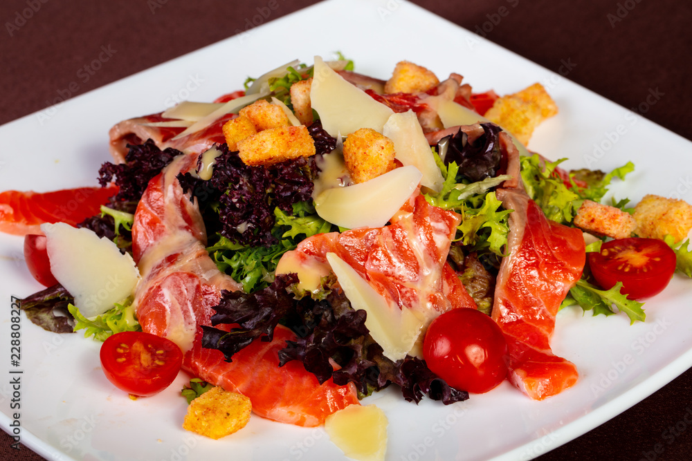 Salmon salad with mustard sauce Salmon salad with mustard sauce