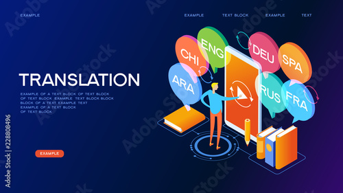 Multi language translator concept banner