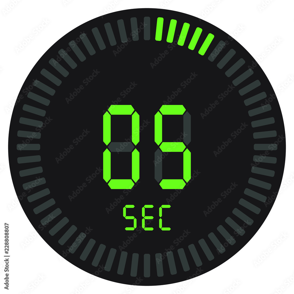 The digital timer 5 seconds. electronic stopwatch with a gradient dial starting vector icon, clock and watch, timer, countdown symbol. The digital timer 5 seconds. electronic stopwatch with a gradient dial starting vector icon, clock and watch, timer, countdown symbol.